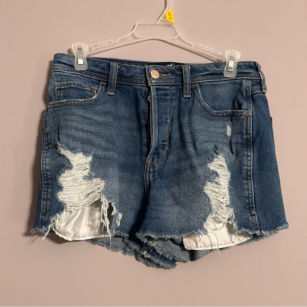 Distressed Denim Blue Shorts